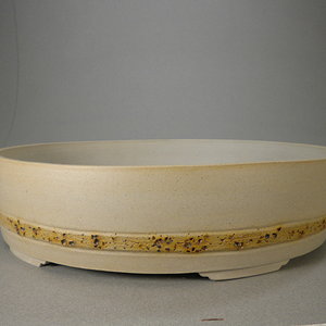 Round stoneware bonsai pot inside Ø 28 x 6 cm (11.0" x 2.4")