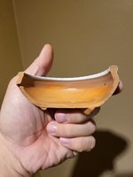 DIY Kintsugi - Broken bonsai pot repaired with gold colored powder and  epoxy 