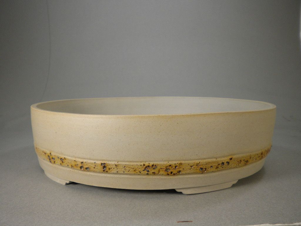 Round stoneware bonsai pot inside Ø 28 x 6 cm (11.0" x 2.4")